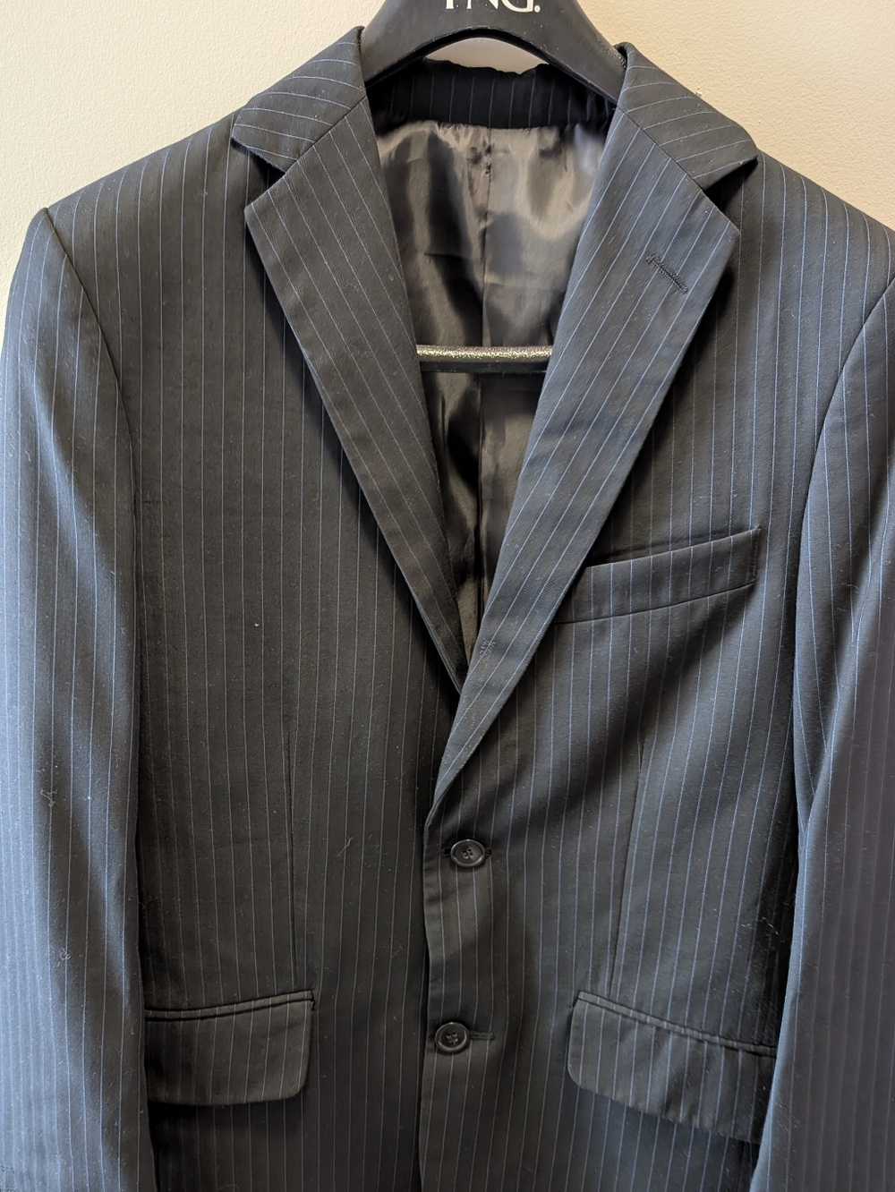 Men's Black Pinstripe Suit Set